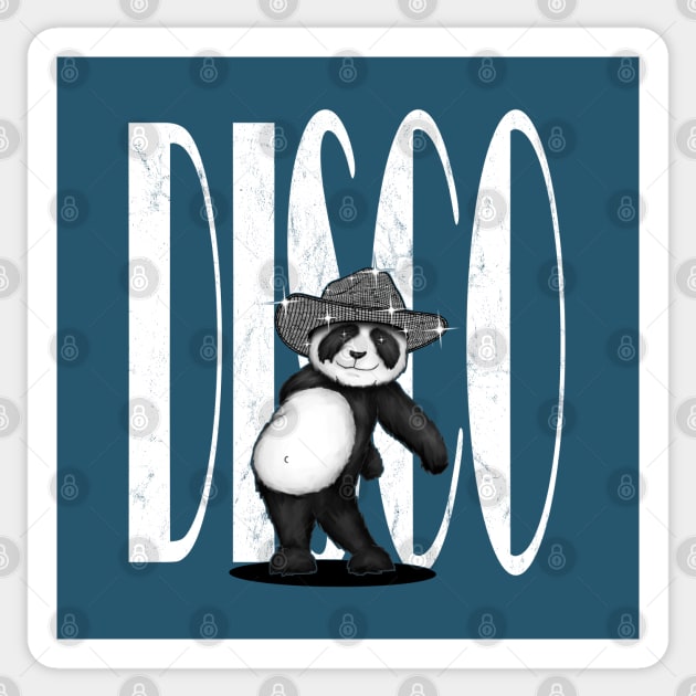 Dancing Panda Sparkling Glittery Disco Cowboy Hat Las Vegas Sticker by SkizzenMonster